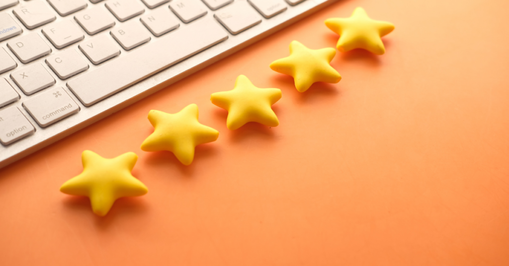 review stars next to keyboard